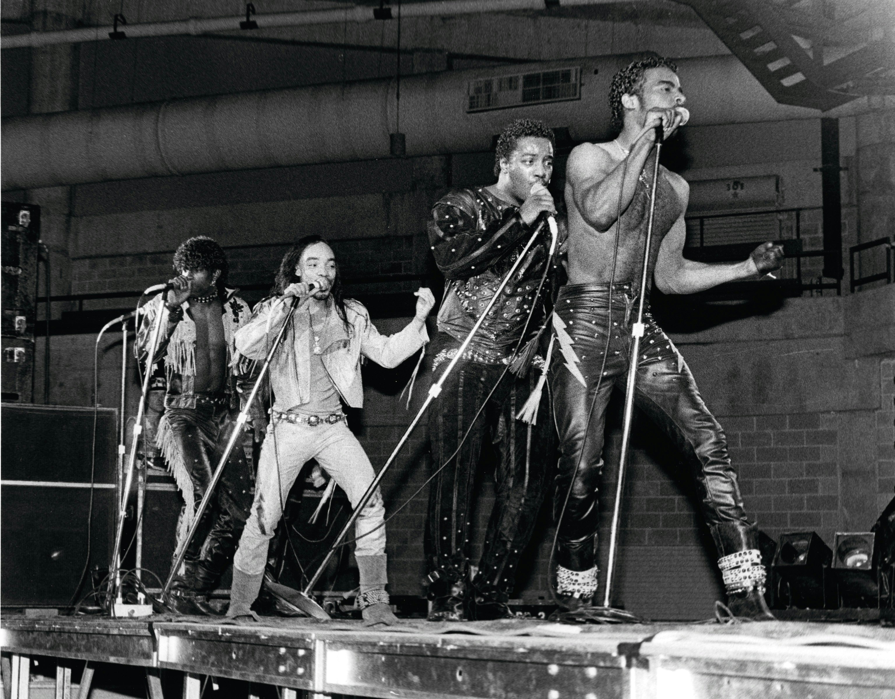 Mr. Broadway, Kid Creole, Rahiem, and Lavon—Grandmaster Flash’s post–Furious Five band who signed to Elektra after Melle Mel parted ways in 1983. Photo by Raymond Boyd/Michael Ochs Archives/Getty Images.